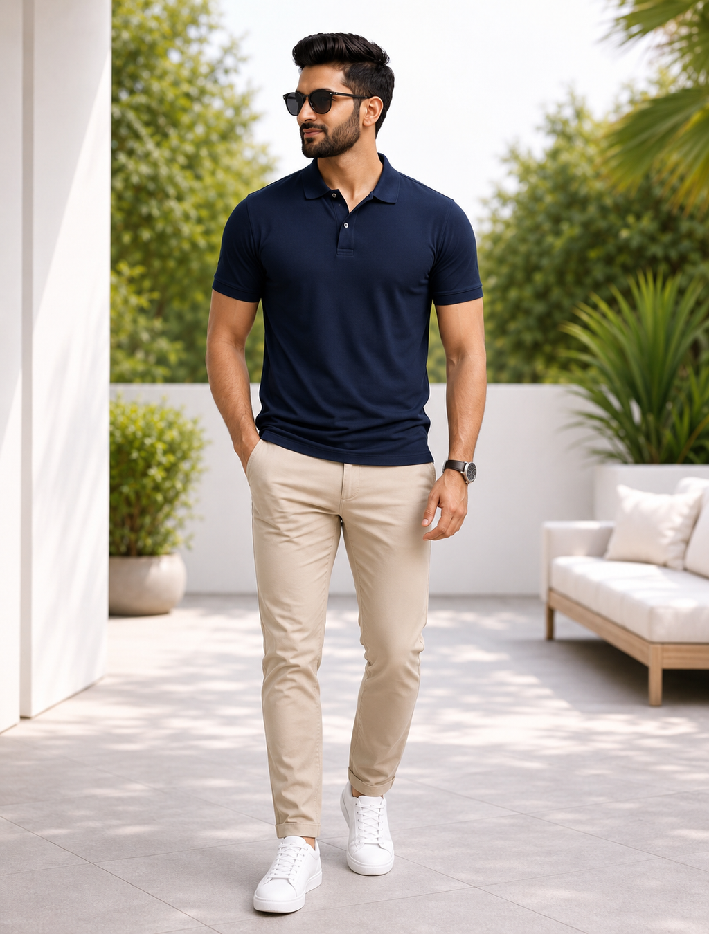 Premium Pique Polo T-Shirt — Navy Blue