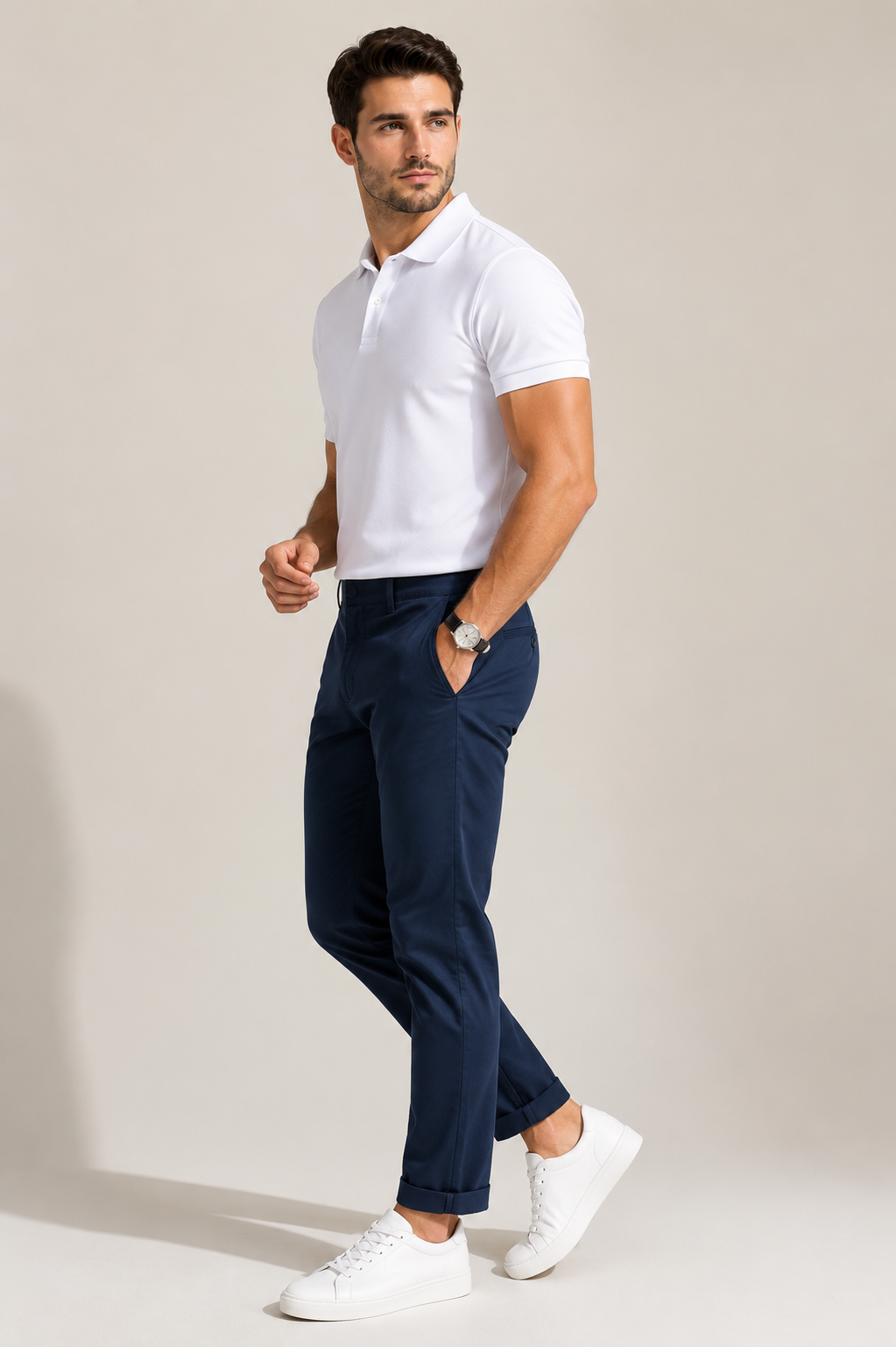 Premium Pique Polo T-Shirt — Pure White