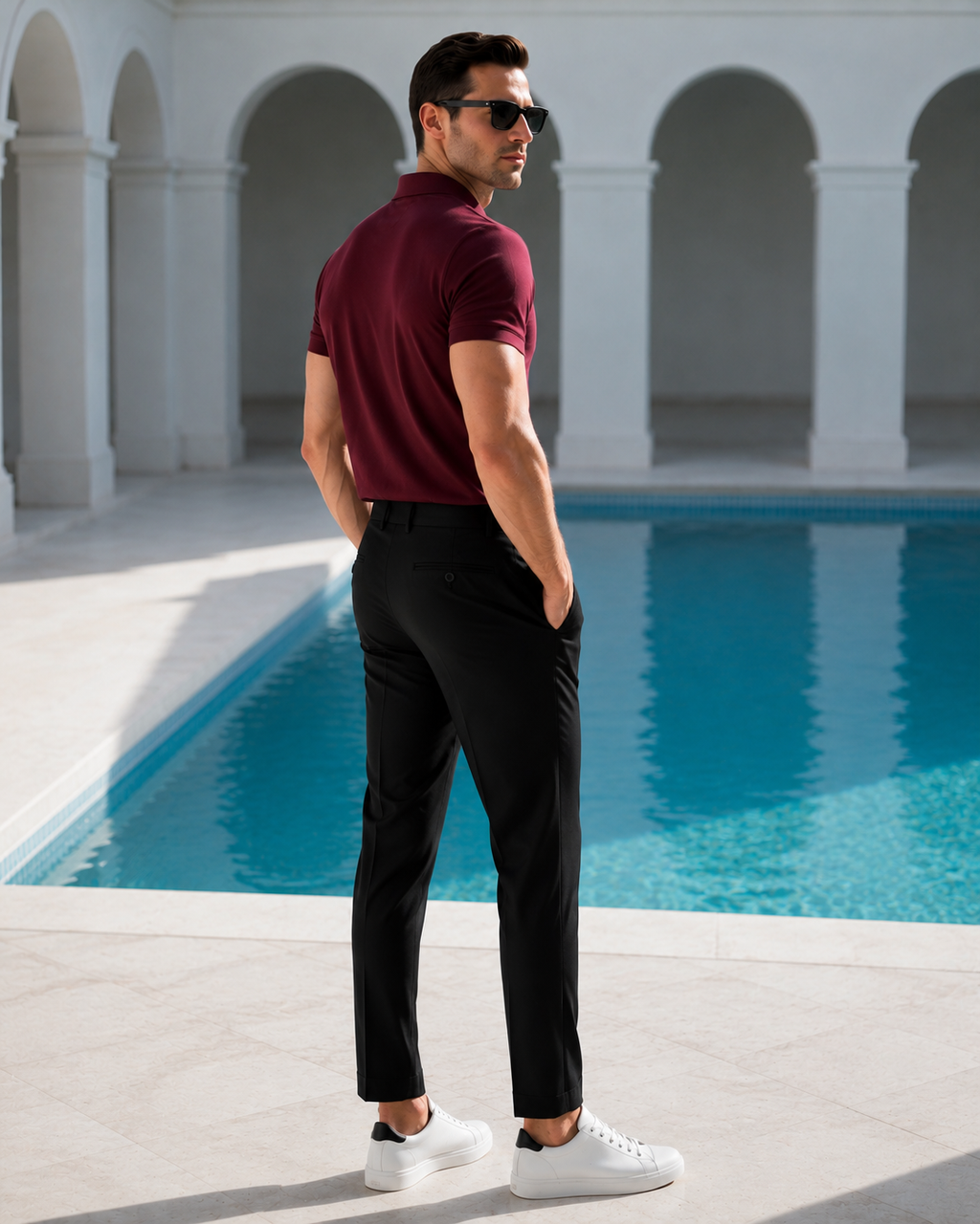 Premium Pique Polo T-Shirt — Burgundy