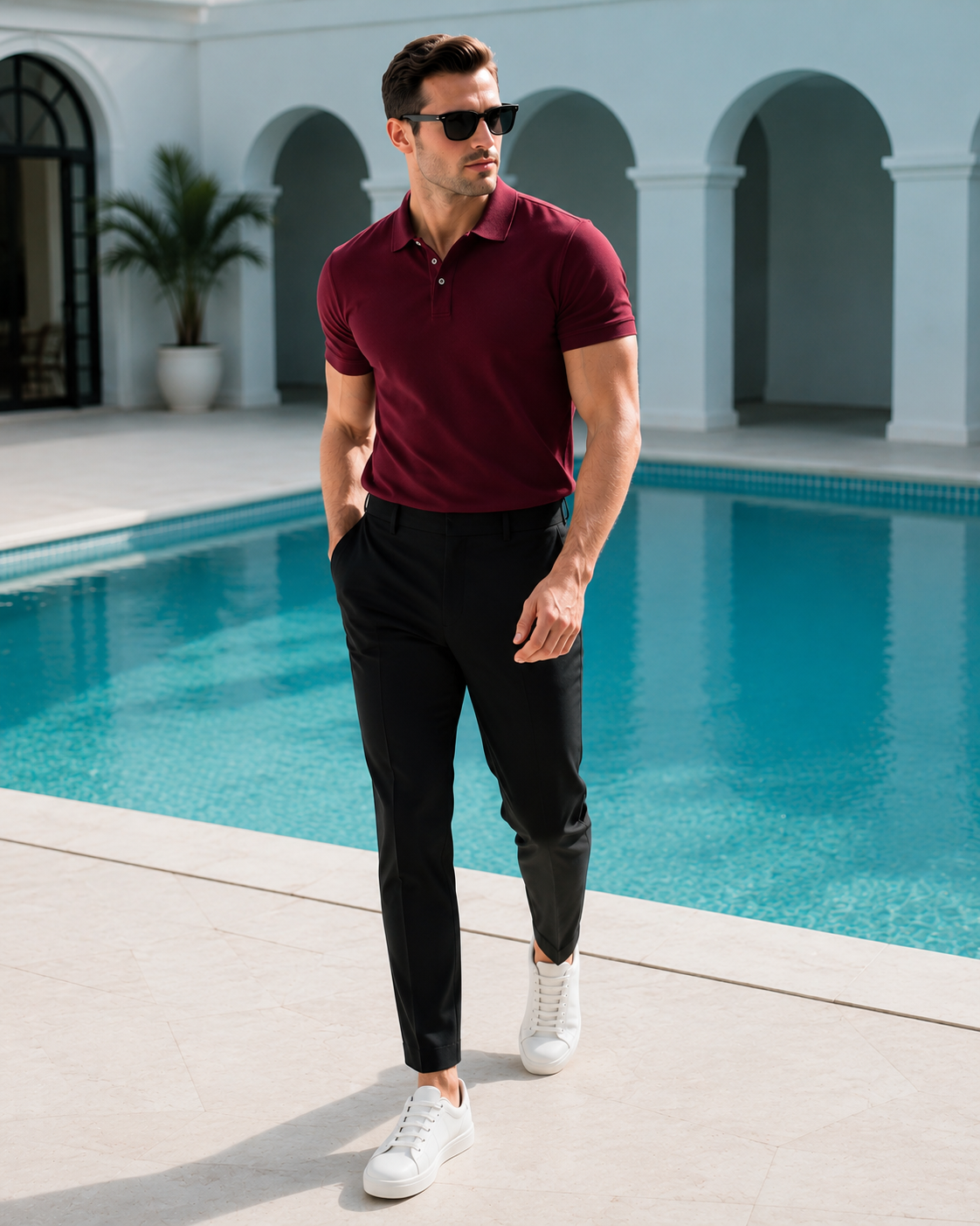 Premium Pique Polo T-Shirt — Burgundy
