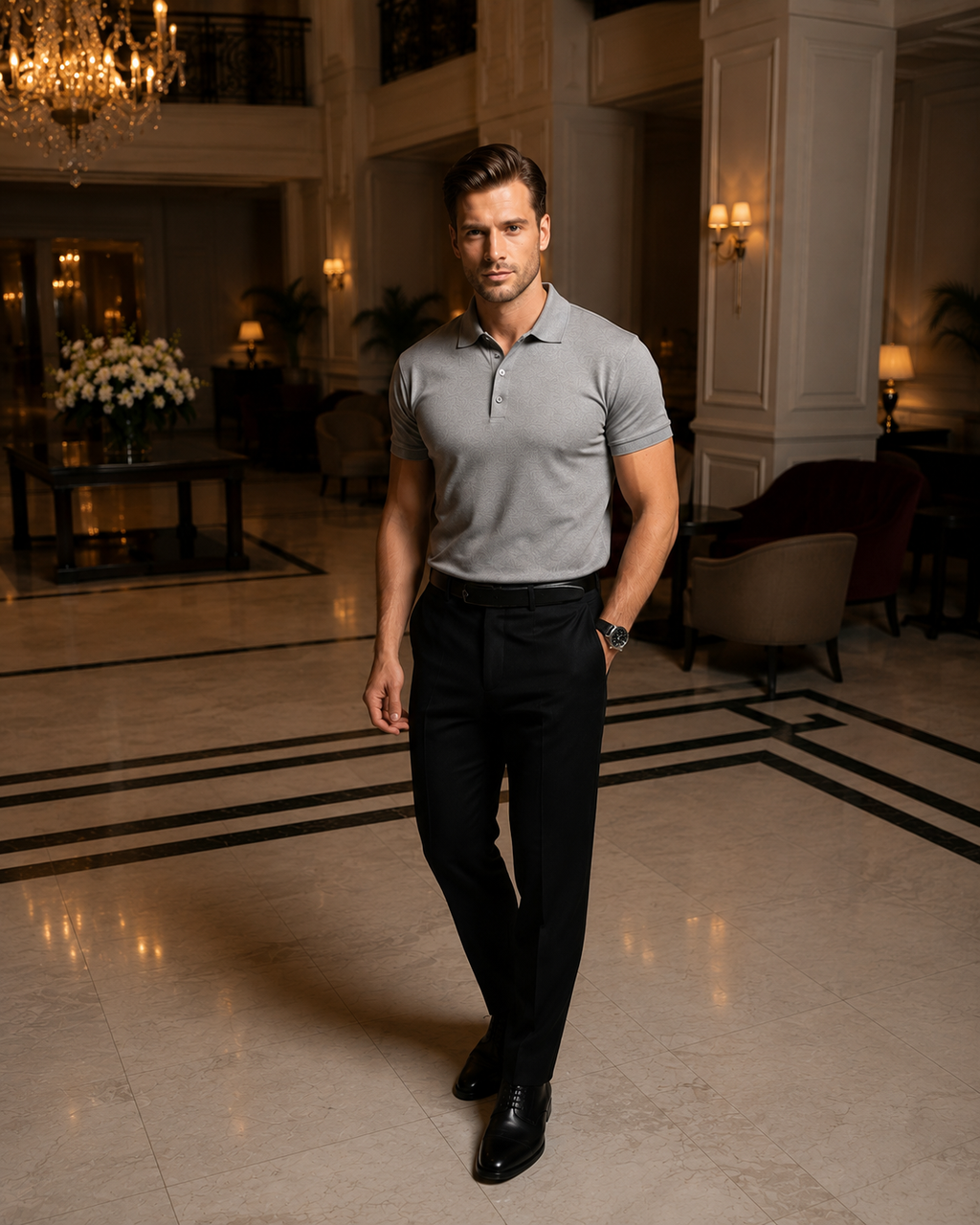 Premium Pique Polo T-Shirt — Grey
