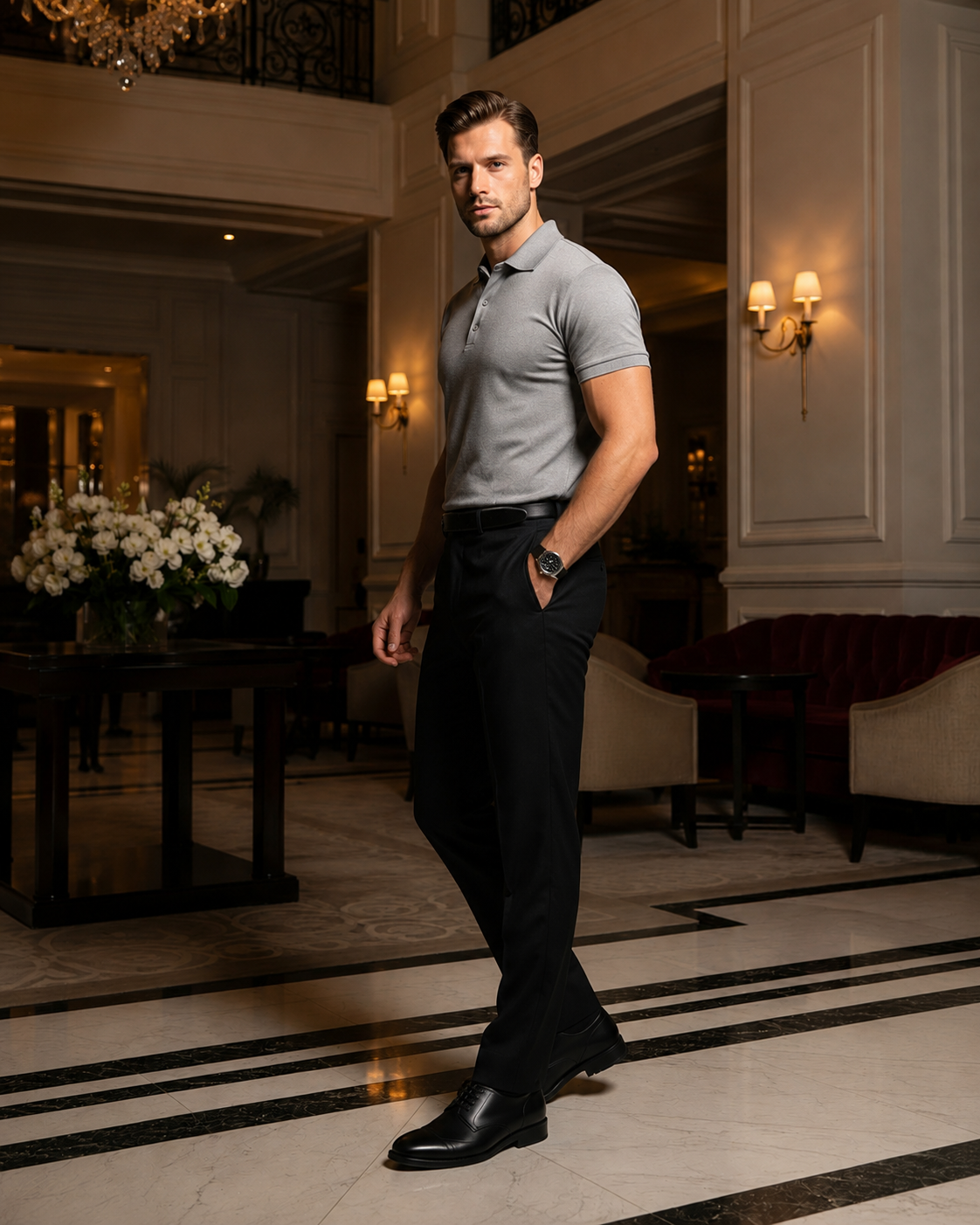 Premium Pique Polo T-Shirt — Grey