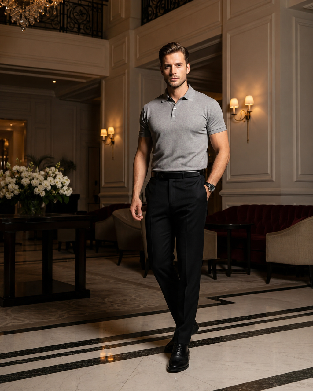 Premium Pique Polo T-Shirt — Grey