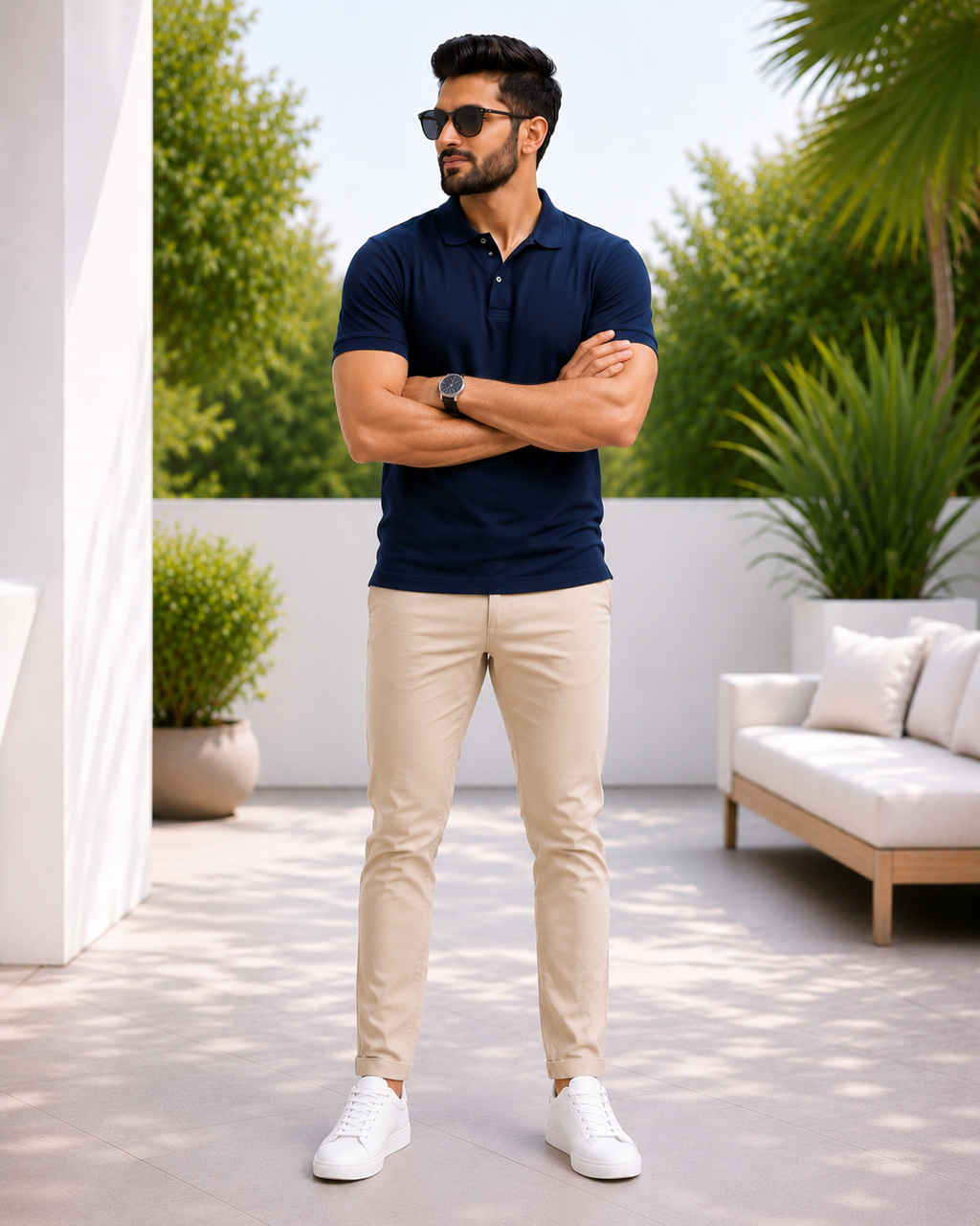 Premium Pique Polo T-Shirt — Navy Blue
