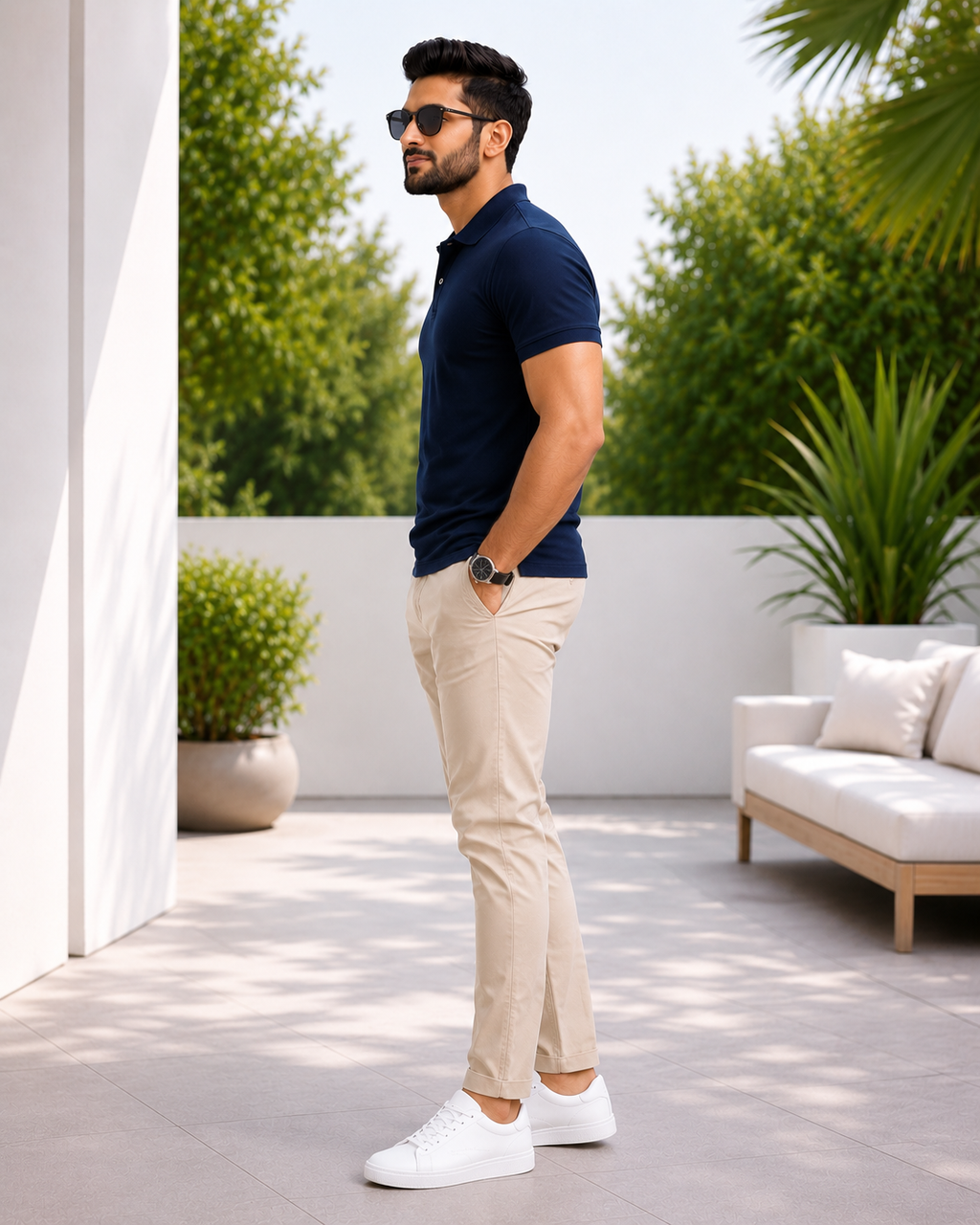 Premium Pique Polo T-Shirt — Navy Blue