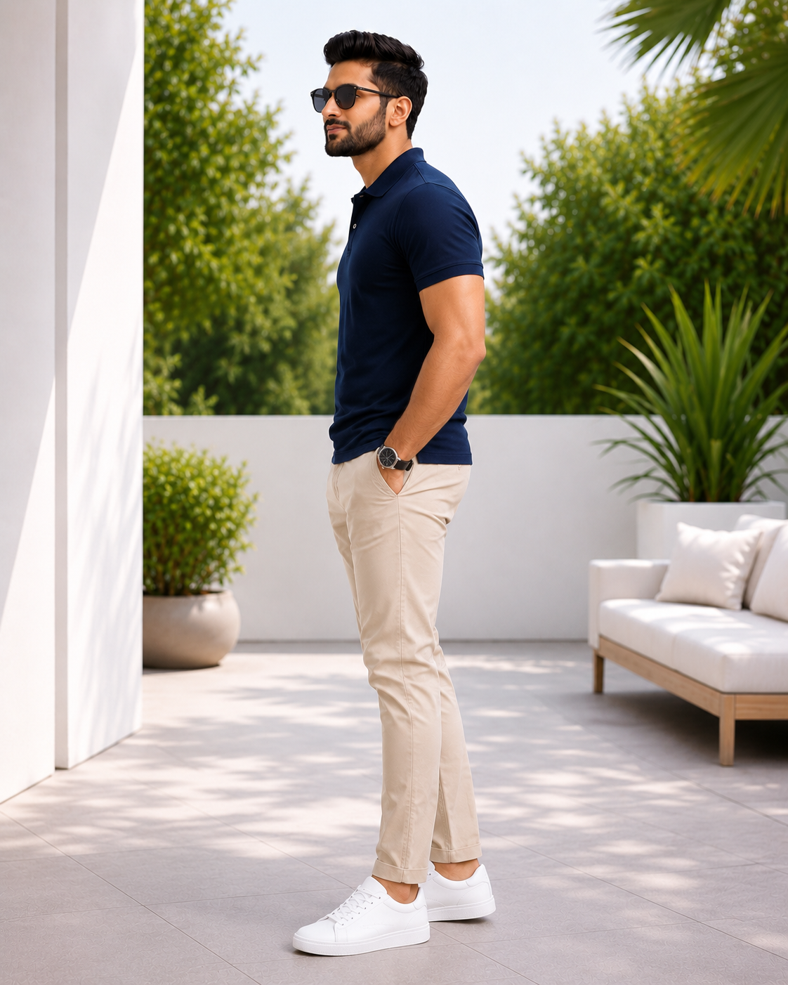Premium Pique Polo T-Shirt — Navy Blue