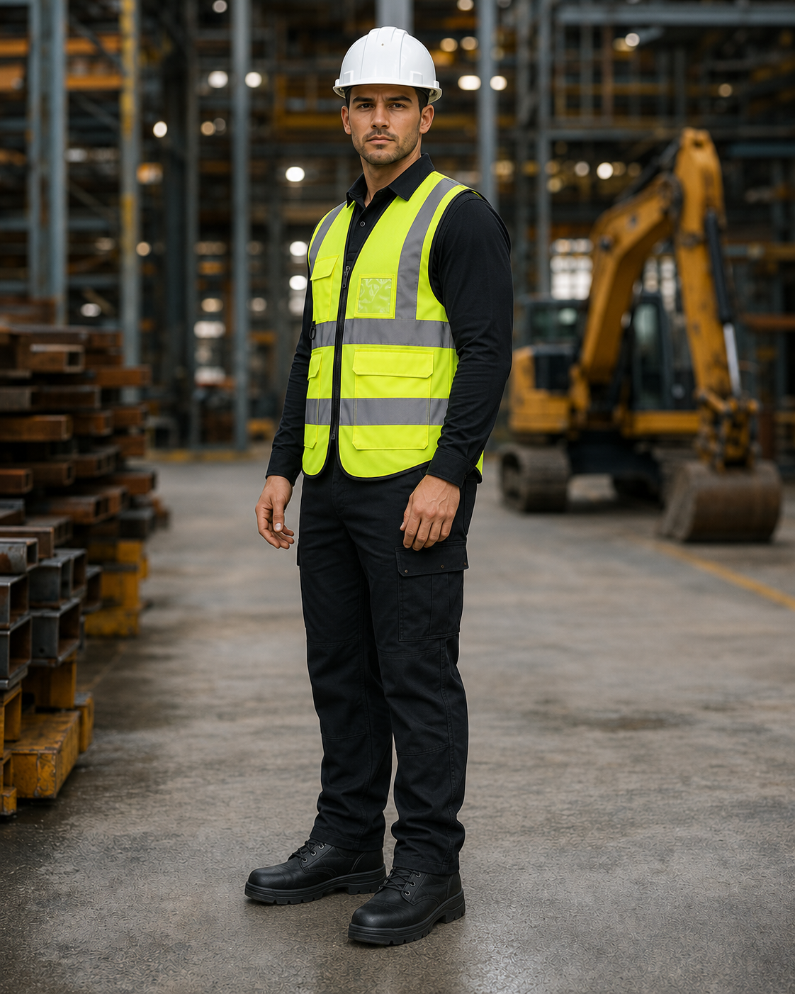Yellow Four-Pocket Hi-Vis Safety Vest
