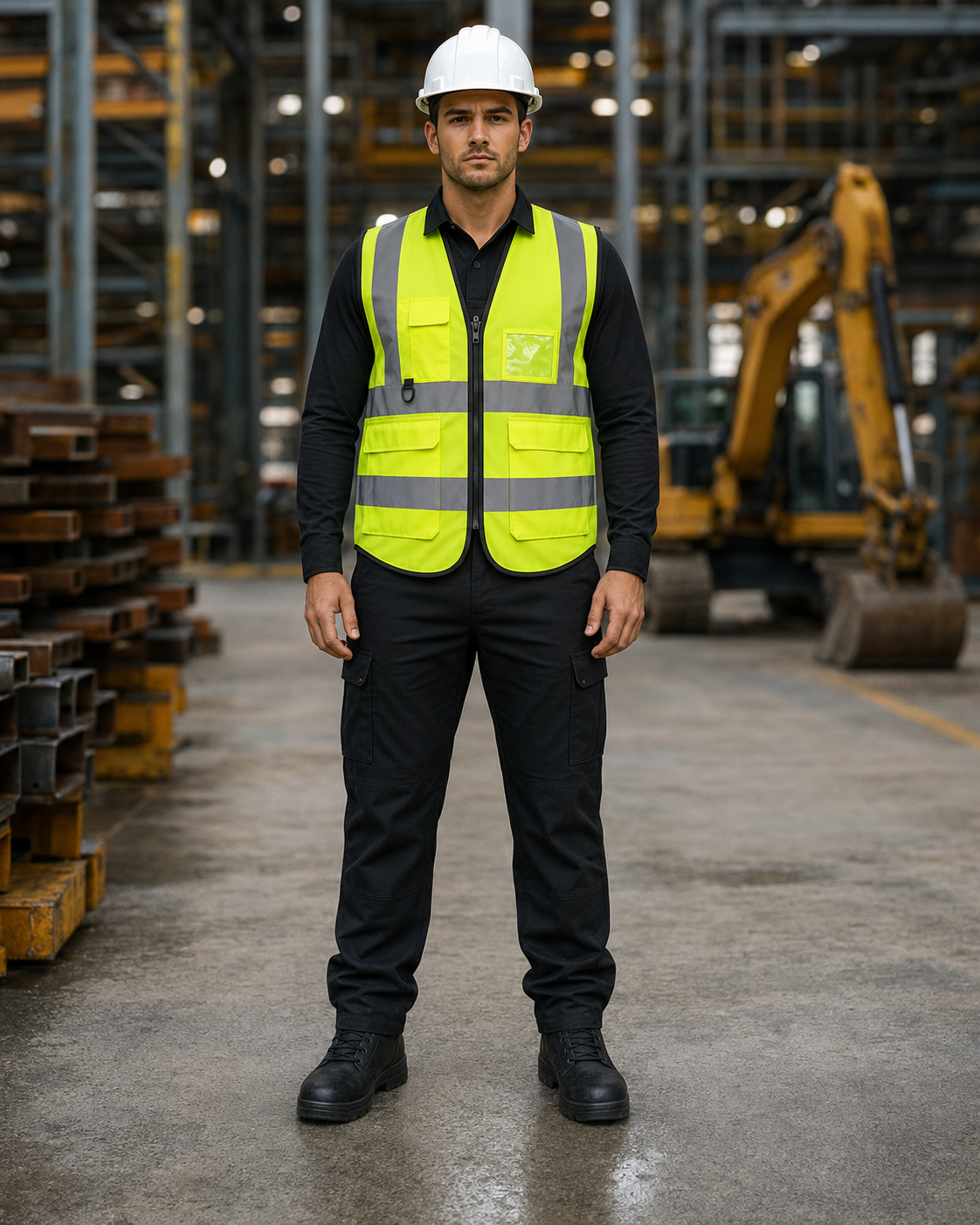 Yellow Four-Pocket Hi-Vis Safety Vest