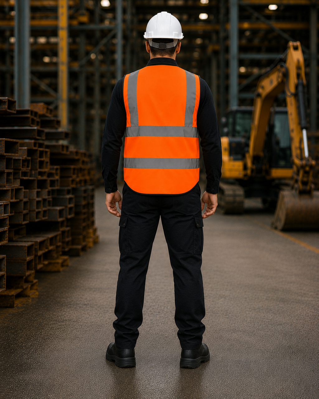 Orange Multi-Pocket Hi-Vis Safety Vest with ID Holder