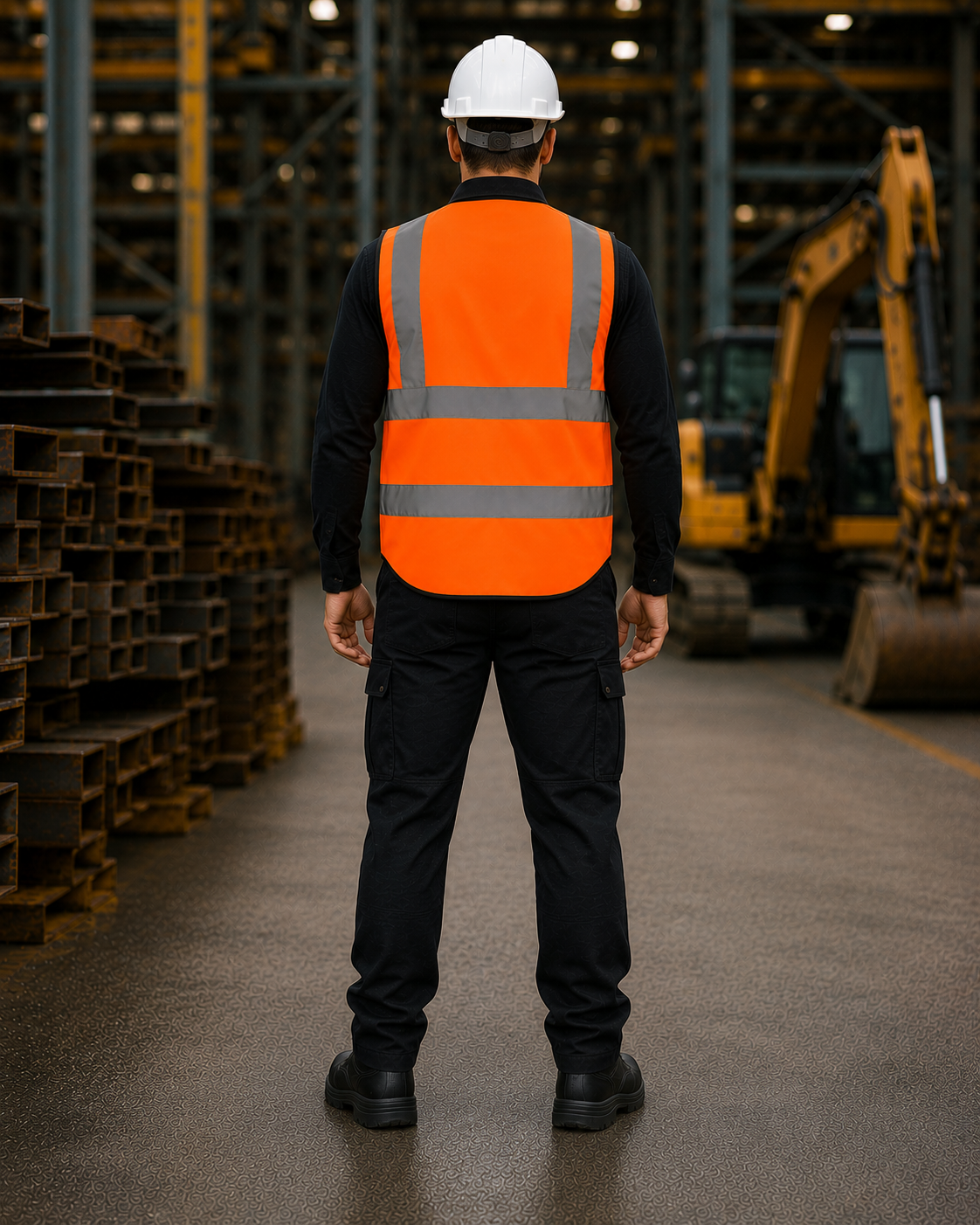 Orange Multi-Pocket Hi-Vis Safety Vest with ID Holder