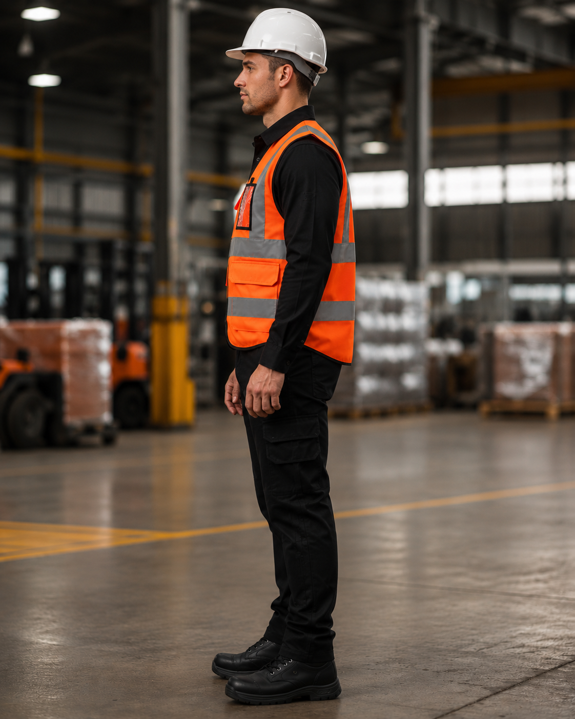 Orange Multi-Pocket Hi-Vis Safety Vest with ID Holder