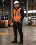 Orange Multi-Pocket Hi-Vis Safety Vest with ID Holder