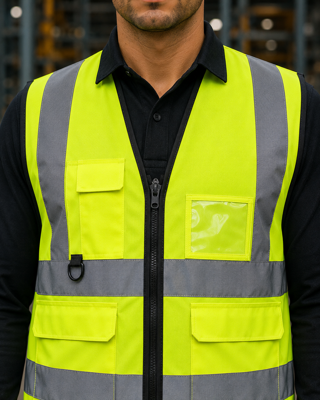 Yellow Four-Pocket Hi-Vis Safety Vest