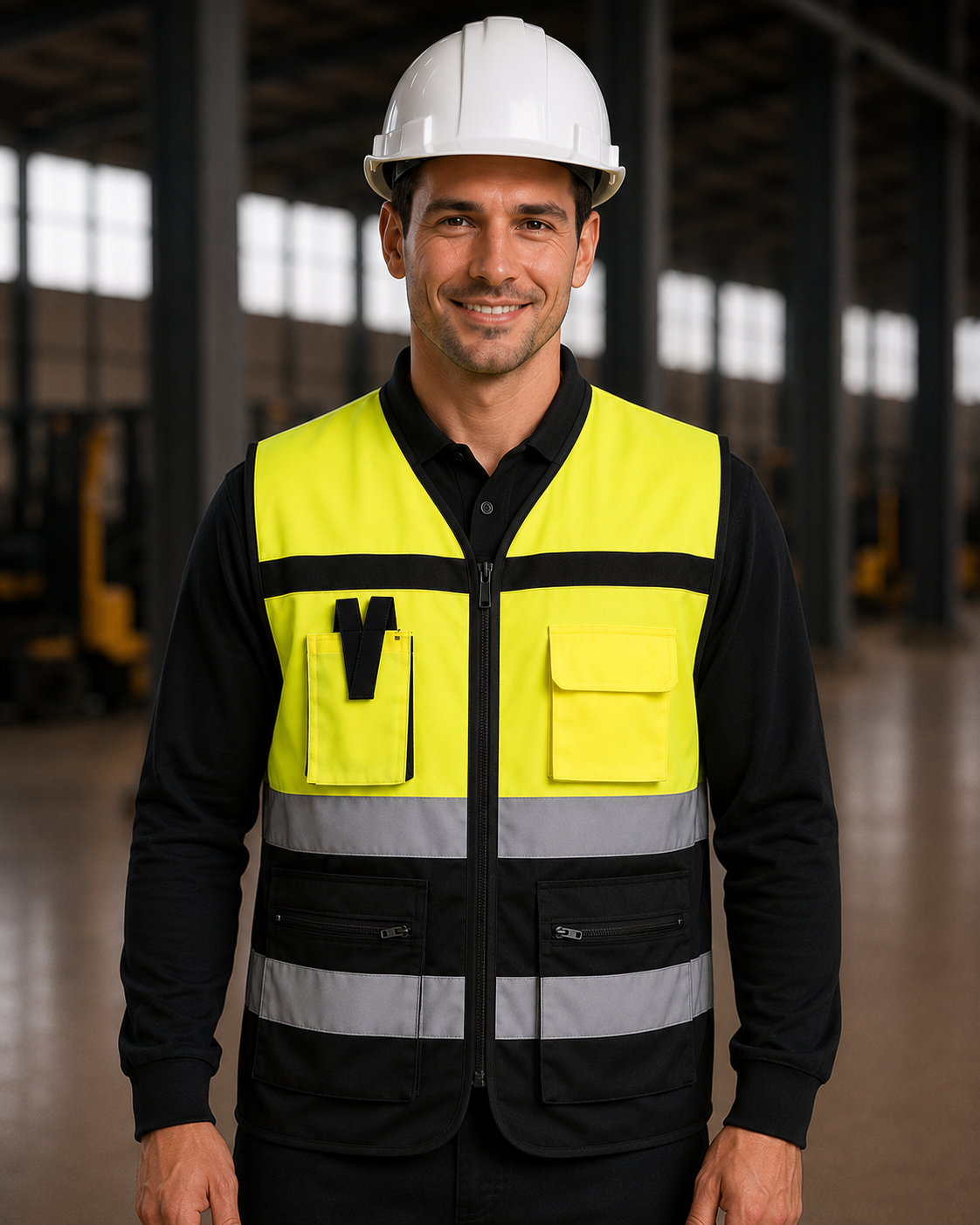 Yellow-Black Two-Tone Executive Safety Vest with Radio Loop