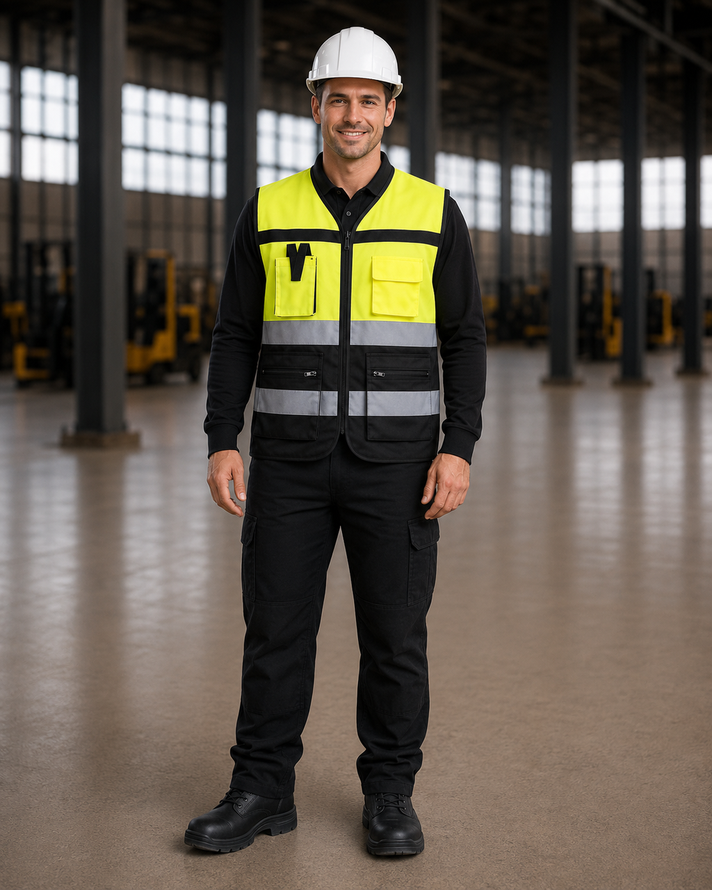 Yellow-Black Two-Tone Executive Safety Vest with Radio Loop