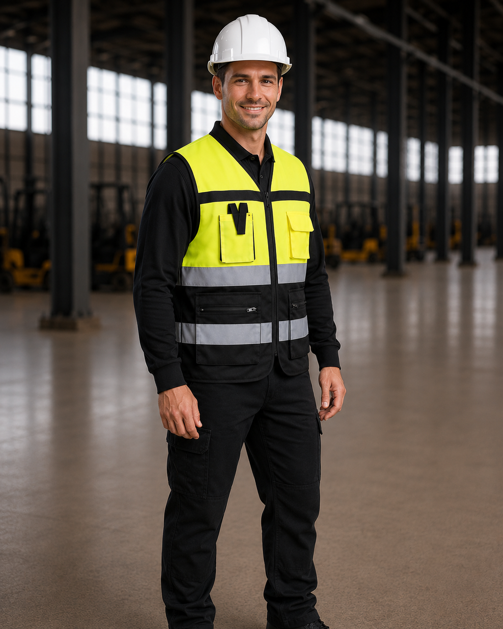Yellow-Black Two-Tone Executive Safety Vest with Radio Loop