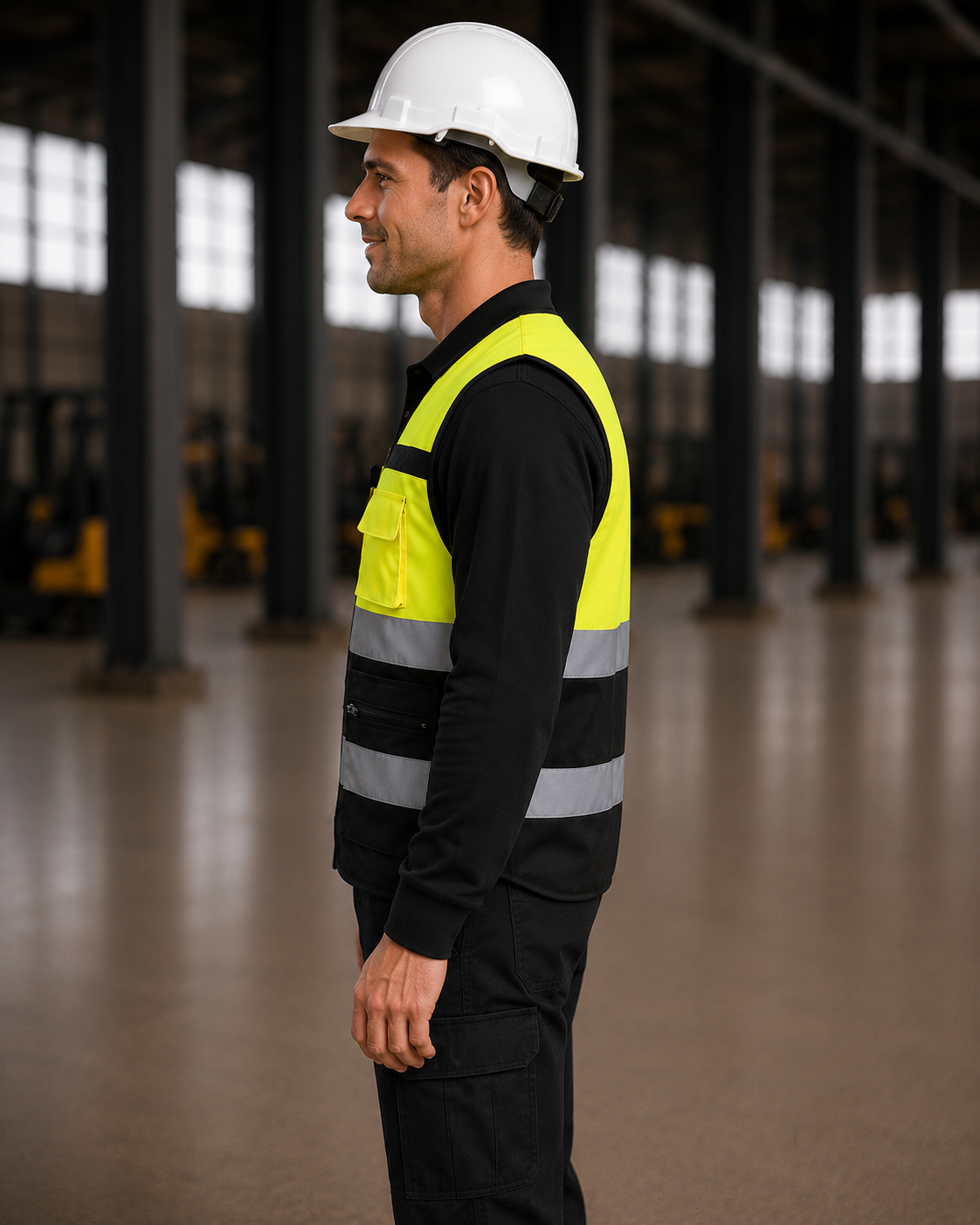 Yellow-Black Two-Tone Executive Safety Vest with Radio Loop